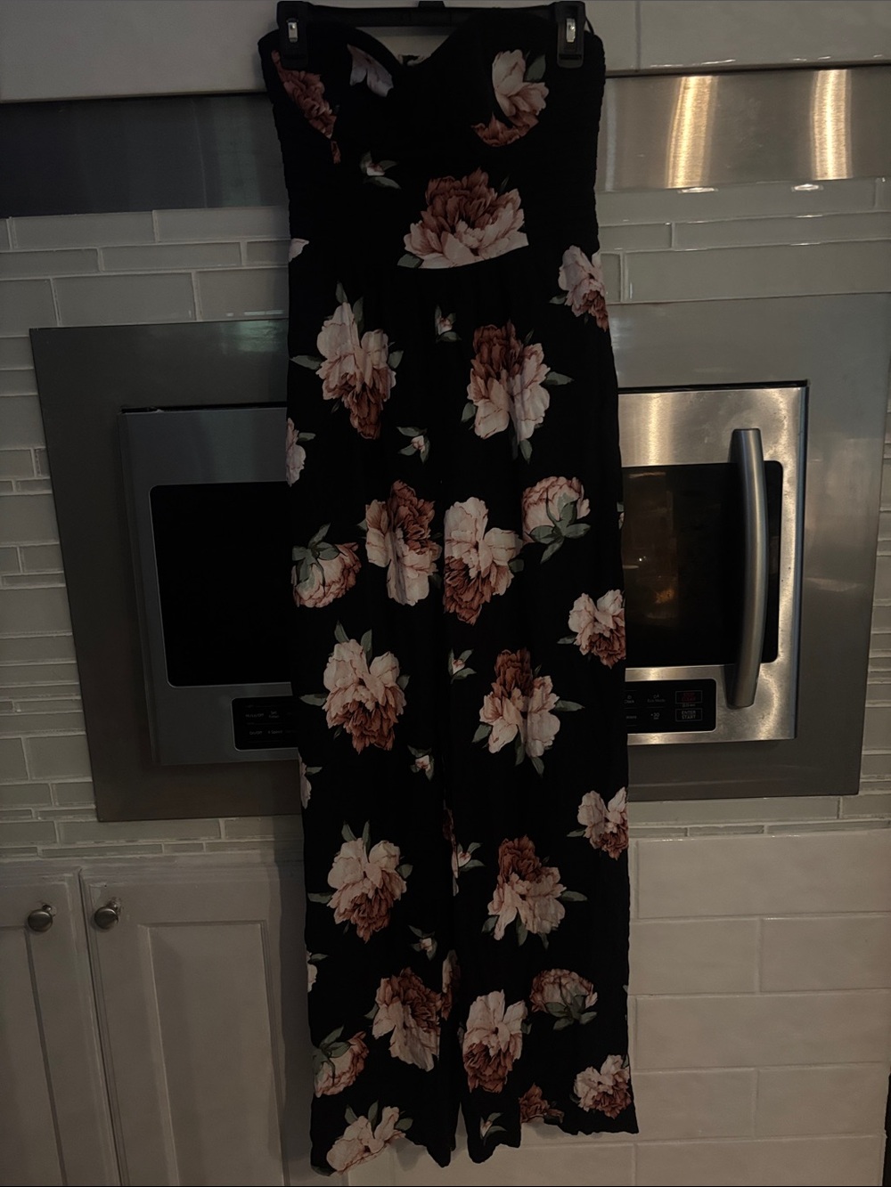 Band of Gypsies Black Floral Strapless Jumpsuit